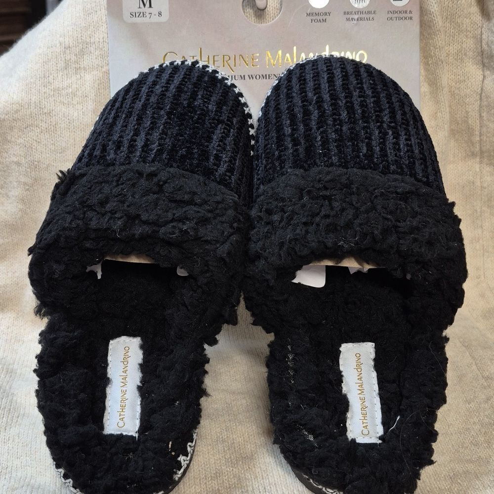 Catherine Malandrino Womens Large Black Slippers - New